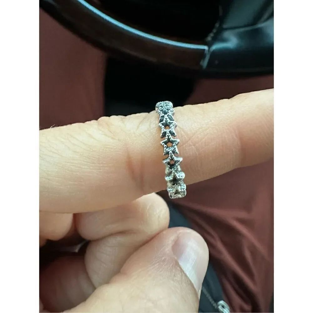 100% Authentic PANDORA 925 Silver Band of Asymmetric Stars sz 5